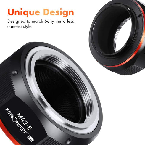 K&F Concept Lens Mount Adapter for M42 Lens to Sony NEX Alpha E-Mount Camera, Compatible with NEX-7, NEX-6, NEX-5N