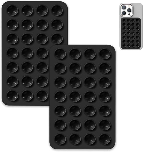2 Pack Suction Cup Phone Case Mount, Double-Sided Silicon Sticky Stand for iPhone and Android