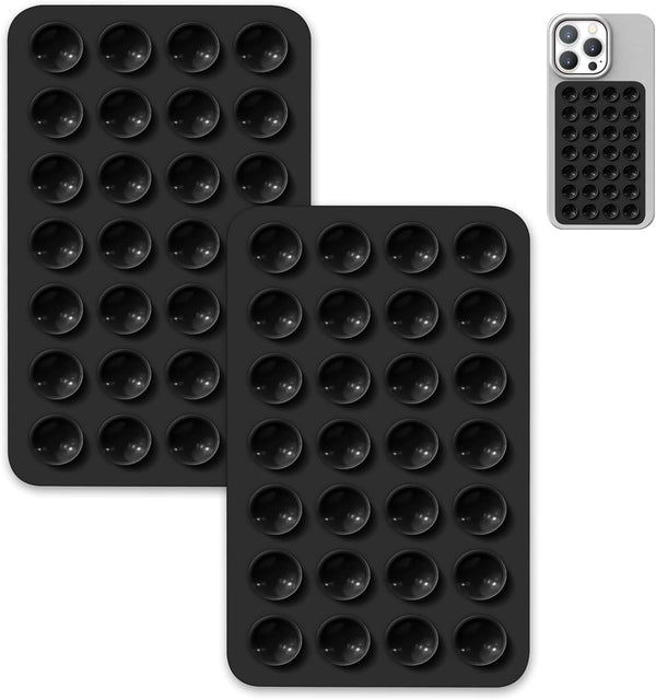 2 Pack Suction Cup Phone Case Mount, Double-Sided Silicon Sticky Stand for iPhone and Android