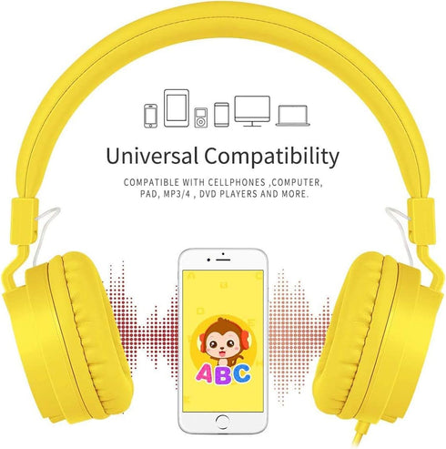 gorsun Kids Headphones, Lightweight Stereo Wired Toddler Headset with Adjustable Headband for Smartphones, Computer,