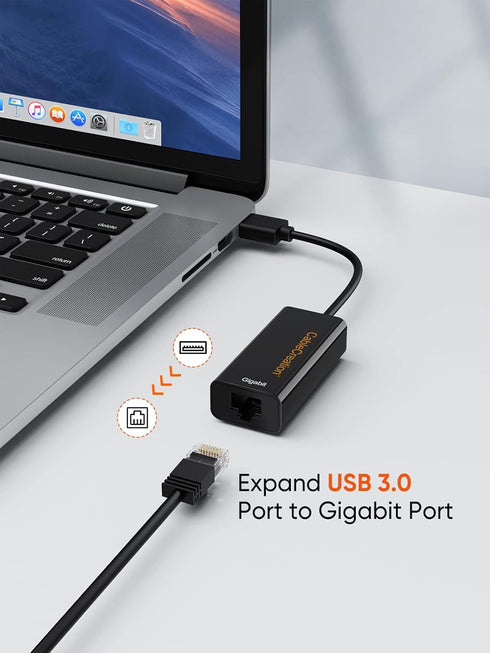 USB to Ethernet Adapter, CableCreation USB 3.0 to 10/100/1000 Gigabit Wired LAN Network Adapter Compatible with Nintendo Switch, Windows, MacBook, macOS, Mac Pro Mini, Laptop, PC and More