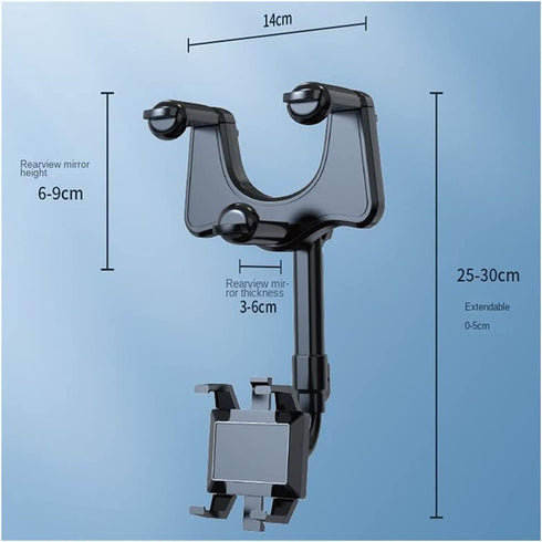 Maxicea Phone Holder for Rear View Mirror, 360° Adjustable Car Mount for Phone and GPS Holder