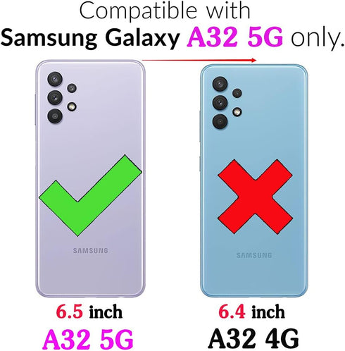Asuwish Phone Case for Samsung Galaxy A32 5G 2021, Wallet Cover with Tempered Glass Screen Protector, RFID Blocking,