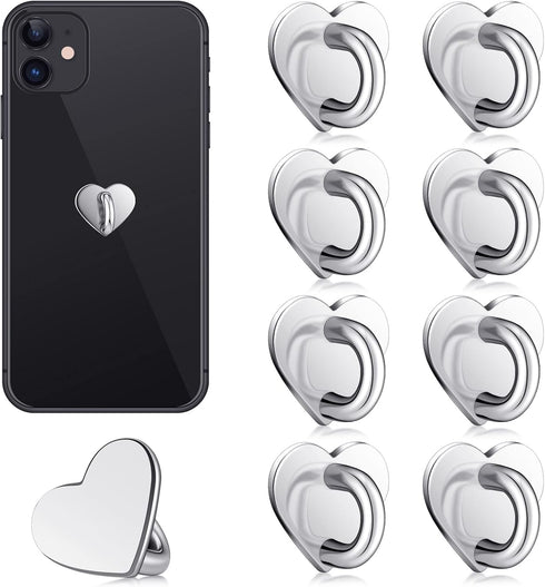 8 Pcs Cell Phone Finger Ring Adhesive Metal Phone Finger Grip Loop Stand Heart Grip Holder for DIY Hanging Supplies