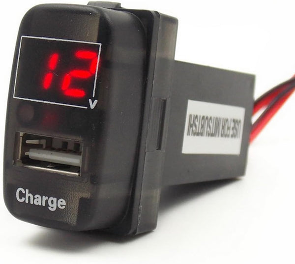 Special 5V 2.1A USB Interface Socket Car Charger and Voltmeter for Mitsubishi