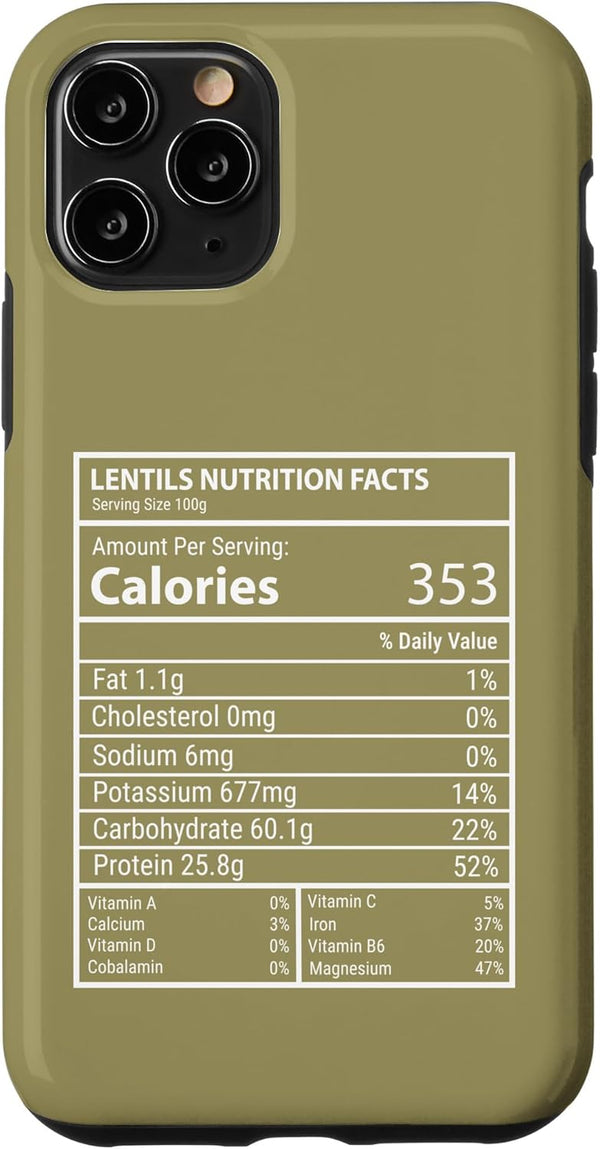 Lentils Nutrition Facts Typography Studio Lentils Nutrition Facts Panel Minimal Typography Design Case for iPhone 11 Pro