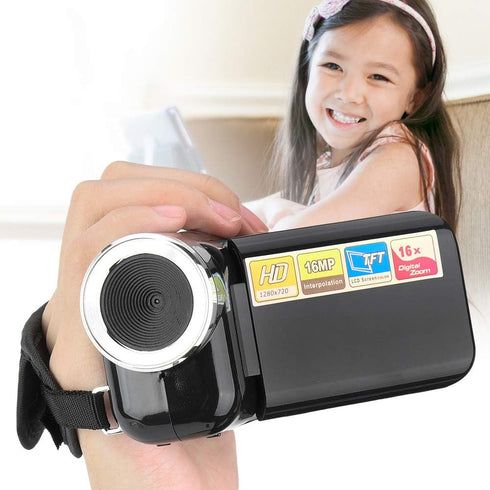 Video Camera Camcorder, 2inch TFT LCD Screen, HD Digital 16X Zoom Vlogging Camera for Kids Gift - Black