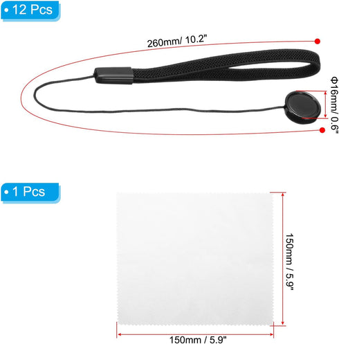 PATIKIL Camera Lens Cap Keeper, 12Pcs Elastic Lens Cover Tether Leash with Cloth for DSLR SLR Camera Mirrorless Lenses Prevent Lens Cap Lost for Nikon, for Fujifilm, for Pentax, for Leica