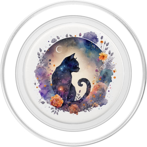 Cute Black Cat PopSockets MagSafe PopGrip for iPhone - Crescent Moon Phases Witchy