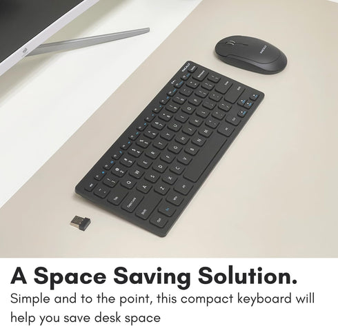 Macally 2.4G Mini Compact Keyboard - Wireless Keyboards for Desktop PC, Surface, Chromebook, Notebook, Laptop Keyboard