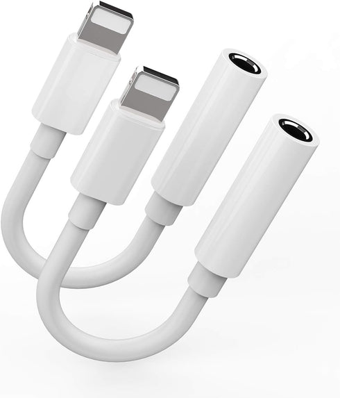 2 Pack Headphone Adapter Dongle to 3.5 mm Jack, Earphone Audio Aux Connector for iPhone 12/11/XS/X/8/7/SE/MAX