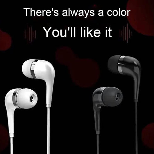 Black Wired Earbuds Headphones - in-Ear Noise Rejection Universal 3.5mm Stereo Sport Headset with Mic for School Gaming