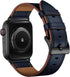 OUHENG Genuine Leather Apple Watch Band Replacement Strap for 42mm 41mm 40mm 38mm, Dark Blue/Black