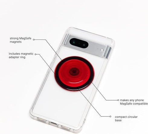 PopSockets Phone Grip, Danger Red Translucent, Compatible with MagSafe, Wireless Charging