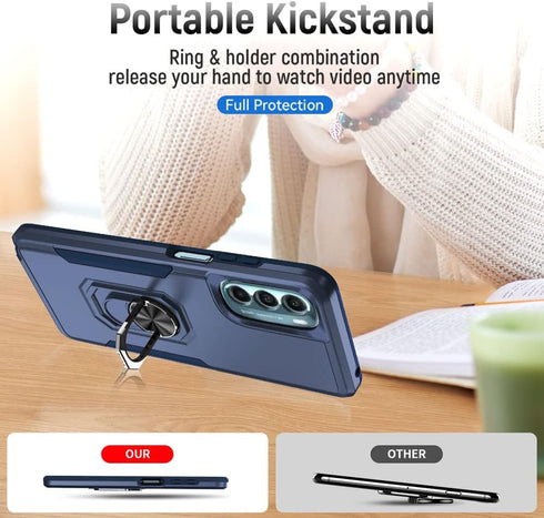 HNHYGETE for Moto G Stylus 5G 2022 Case - Shockproof Military-Grade Heavy Duty with Ring Kickstand, Navy Blue