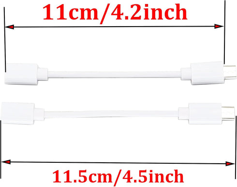zdyCGTime 4.5" USB Micro Male to Female Sync & Charging Extension Cable (2 Pack, White) for Cellphones/Tablets