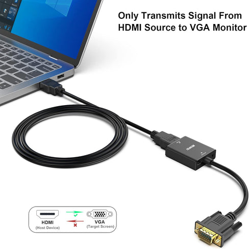 BENFEI HDMI to VGA, 2 PACK HDMI to VGA Adapter (Female to Male) with 3.5mm Audio Jack Compatible for TV Stick, Computer, Desktop, Laptop, PC, Monitor, Projector, Raspberry Pi, Roku, Xbox, More