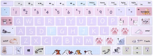 Silicone Keyboard Cover Skin for Microsoft Surface Pro 7/6/5, US Layout, Cute Cat Design