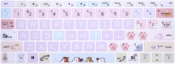 Silicone Keyboard Cover Skin for Microsoft Surface Pro 7/6/5, US Layout, Cute Cat Design