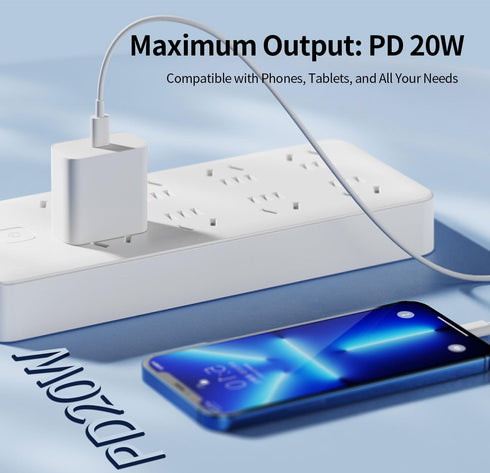 topfeel 20W USB-C Charging Block,Type C Wall Charger, PD Fast Charging Power Adapter, White
