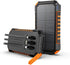 Hiluckey Power Bank Solar Charger, 27000mAh with Built-in 3 Cables, Five Outputs, 15W Fast Charging Power Bank for All