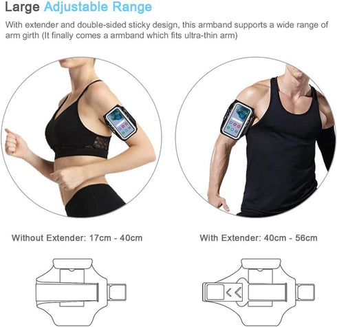 JEMACHE Armband for Samsung Galaxy S25 S24 S23 S22 S21 Ultra/Plus/FE, Gym Running Workouts Arm Band, Black.