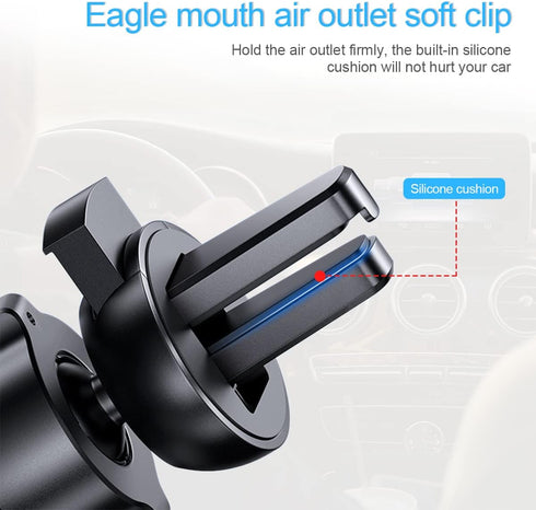 Adjustable Durable Gravity Phone Holder Mount for Car Air Vent, Compatible with 4-7" Mobile Phones, Most Cars (Silver)