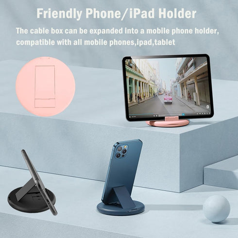 Yesimla Multi USB C to Lightning Adapter Kit, USB to USB-C Charging Cable with Card Storage & Phone Holder - Pink