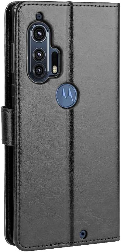 Case for Motorola Edge+ 5G UW, Flip Leather Wallet Cover for Moto Edge+ XT2061-1 XT2061-3, Black