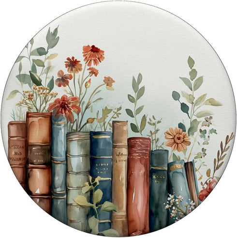 Bookworm Watercolor Floral Bookish Flower Theme PopSockets Standard PopGrip