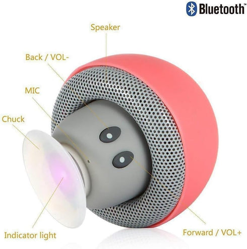 acoolstore Mini Mushroom Bluetooth Speaker Wireless Suction Cup Portable Smart Speaker Waterproof Bathroom Speaker
