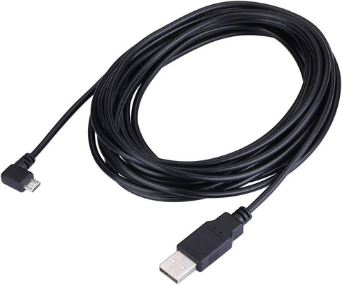 15FT 2.0 90 5pc Extra Long USB A to Micro B USB Cable Degree Right Angle Charge Cord with Wiring Clips for Car Dash Cam