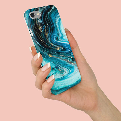 uCOLOR Turquoise Blue Gold Marble Case - Compatible with iPhone 6S/6/8/7/SE 2nd/SE 3 (2022) 4.7" Slim Soft TPU
