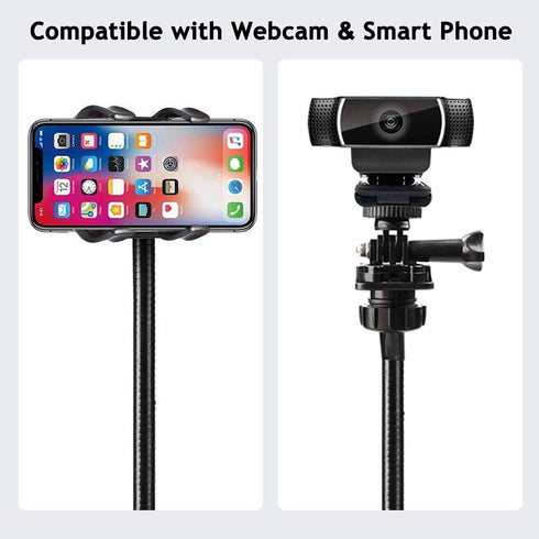 GOTOTOP 1/4 Inch 360 Cell Phone Stand Webcam Stand Phone Holder with Universal Screws Flexible Arm Desk Bed Gooseneck