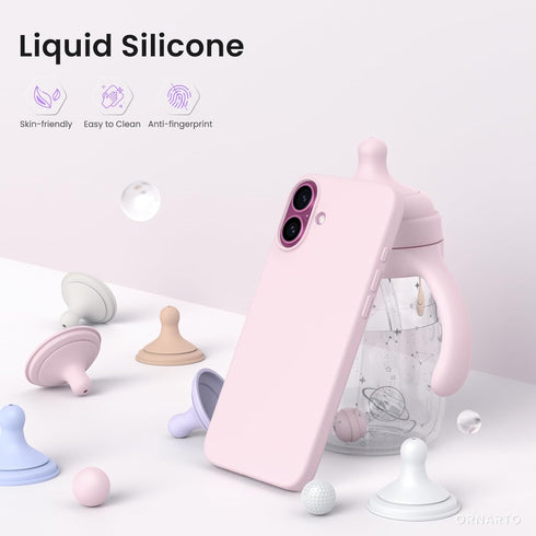 ORNARTO 16 6.7, 3 6.7 Inch, Compatible with iPhone Plus Case Slim Liquid Silicone Layers Full Covered Soft Gel Rubber