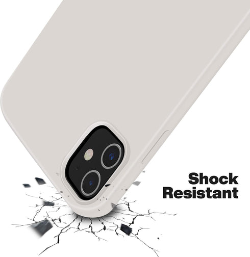OTOFLY Soft Silicone Case for iPhone 12/12 Pro, Stone, Military Grade Drop Protection Anti-Scratch Microfiber