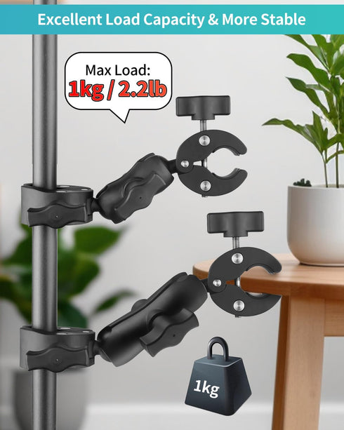 Super Clamp Double Camera Clamp, 7.28"/18.5cm & 8.86"/22.5cm Double Super Clamp Magic Arm, Motorcycle Bike Handlebar