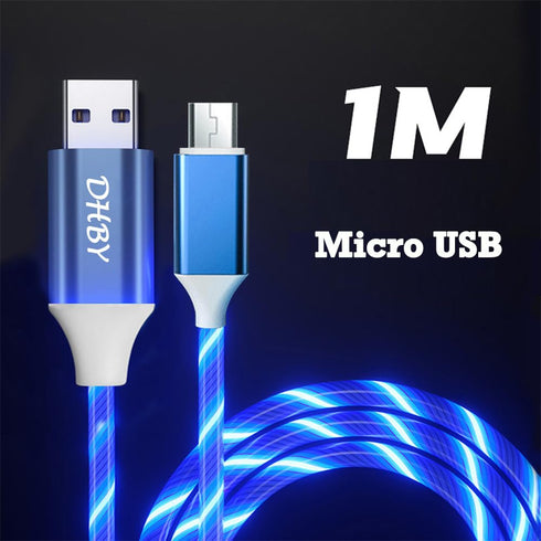 USB A to Micro USB Android Phone Charger Cable Fast Charging High Data Speed Visible Light Up LED Current Flowing to be a Night Light Compatible with All Micro USB Device-Blue/39 Inches