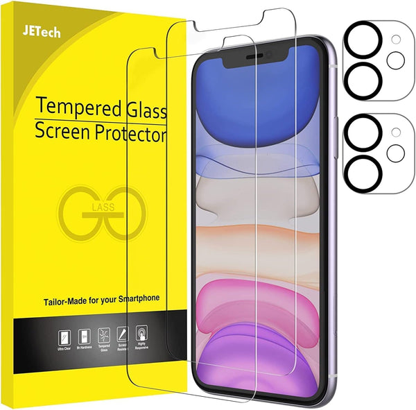 JETech Screen Protector for iPhone 11 6.1-Inch, 2-Pack with Camera Lens Protector, Tempered Glass Film