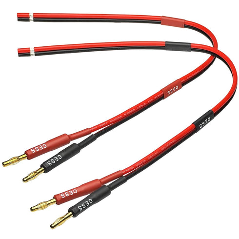 CESS-225-1f Banana Plug Adapter Connector to Bare Wire Open End Audio Cable DIY for Speakers & Amplifier (1 Foot)