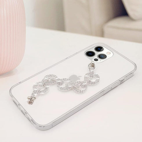 Bonitec Clear Bracelet Case Compatible with iPhone 12 Pro Max, 3D Glitter Sparkle Bling Strap, Luxury Protective Cover