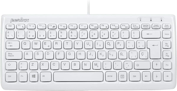 Perixx PERIBOARD-407W ES Mini Teclado USB, Chiclet Keys, QWERTY Español (White)