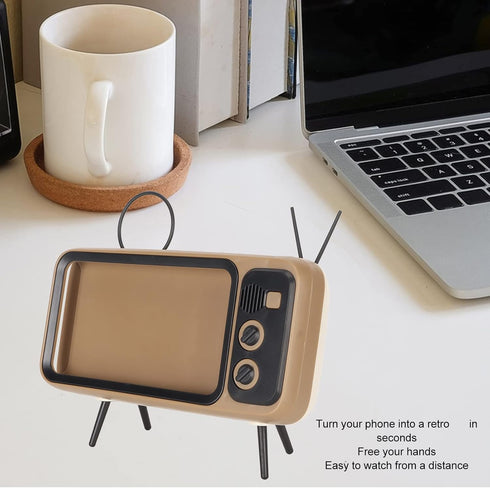 Hztyyier Desk Mobile Phone Bracket Cell Phone Stand Retro TV Phone Holder Mobile Holder Desktop Phone Holder Stand