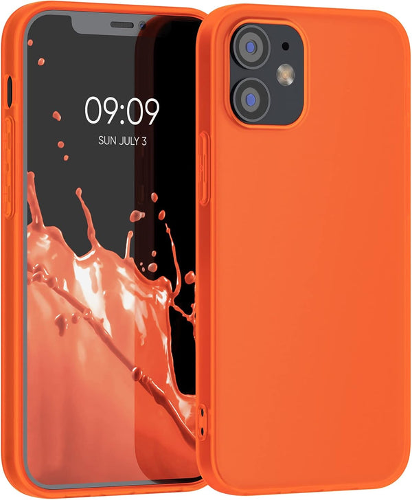 kwmobile Case for Apple iPhone 12 / iPhone 12 Pro - Soft Slim Protective TPU Silicone Cover - Neon Orange