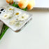 iPhone 15 Pro Max Clear Case with Glitter White Floral Design, Slim Soft TPU, Pressed Real Flowers, Women's Phone Cover.