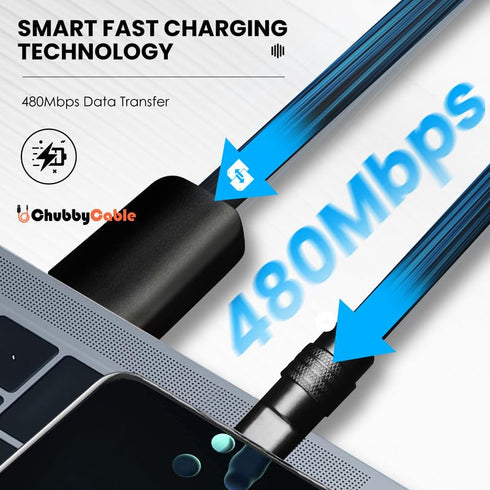 chubbycable Black Chubby - Special Black Samurai Edition Silicone Fast Charging USB-C Cable, Durable Power Bank Cable