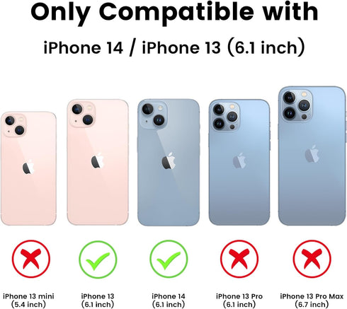VEGO for iPhone 14 Case, iPhone 13 Case with Slide Camera Cover, Built-in 360° Rotate Ring Kickstand Magnetic Shockproof Cover Case for iPhone 14 iPhone 13 6.1 inches 2021 Armor Style - Black