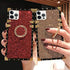 for Samsung Galaxy S24 Plus S24+ Bling Case - Fashion Box Trunk Design Glitter Cute Gold Square Corner Soft Cover with