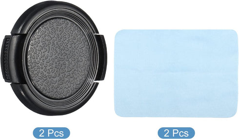 PATIKIL 2 Pack Camera Lens Cap, Sides Pinch Front Cover with Microfiber Cleaning Cloth for 37mm Thread Universal DSLR