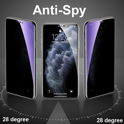 3 Pack Anti-Blue Privacy Tempered Glass Suit for iPhone 14 / iPhone 13 / iPhone 13 Pro Anti-Spy Screen Protector Anti-Peeping Film 9H Hardness Anti-scratch 6.1 inch (Blue)